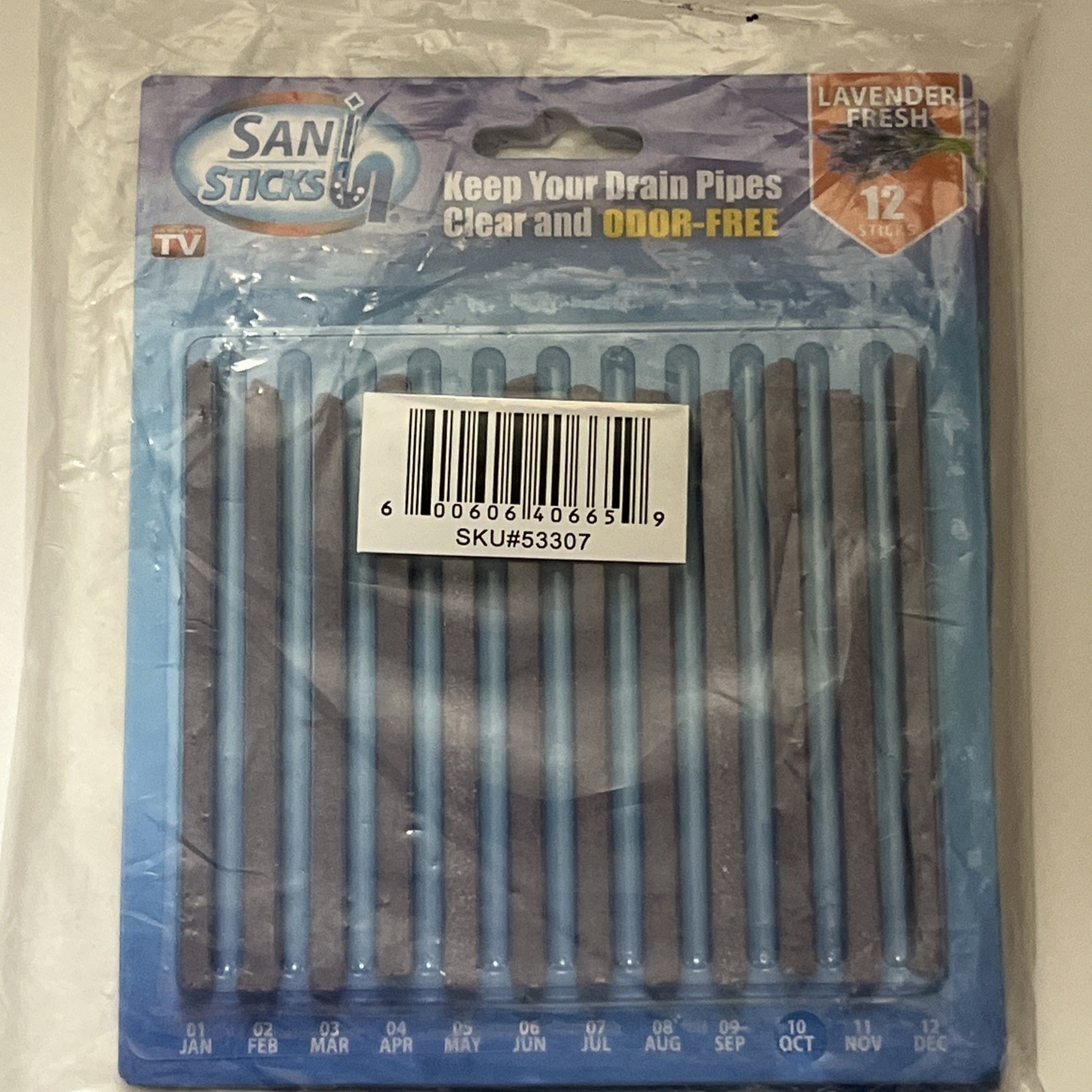 SANI STICKS Odor Eliminator Lavender SET OF 24 All Drains Pipes Sinks Bathtub