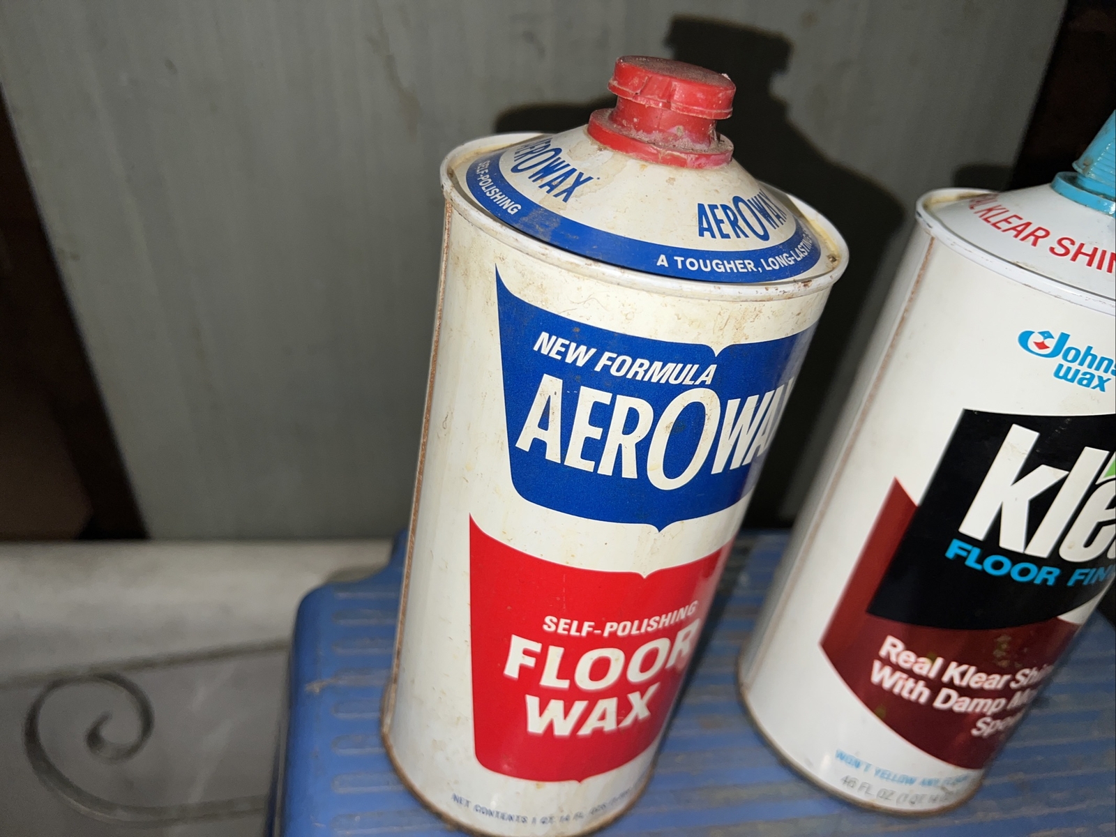 [A11] — Vintage Klear Floor Finish SC Johnson Wax 27 Oz Can Plus Aerowax Floor