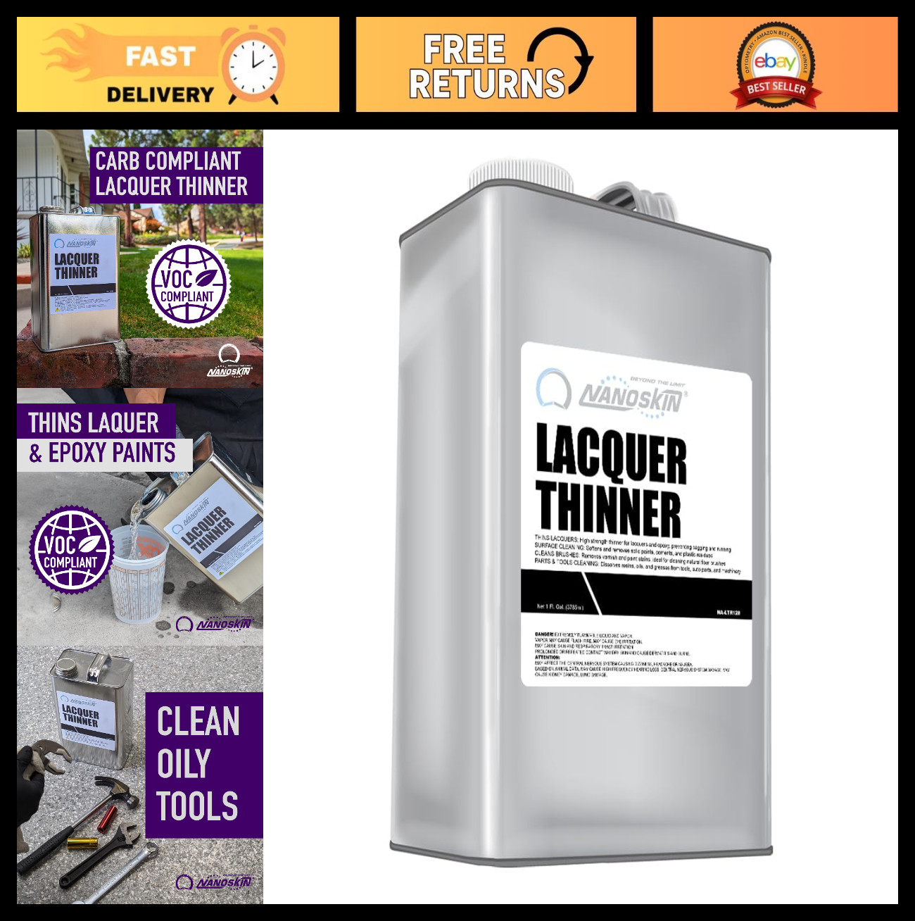 Professional Strength Lacquer Thinner 1 Gallon – Medium-Dry, Cleans Tools & Spra