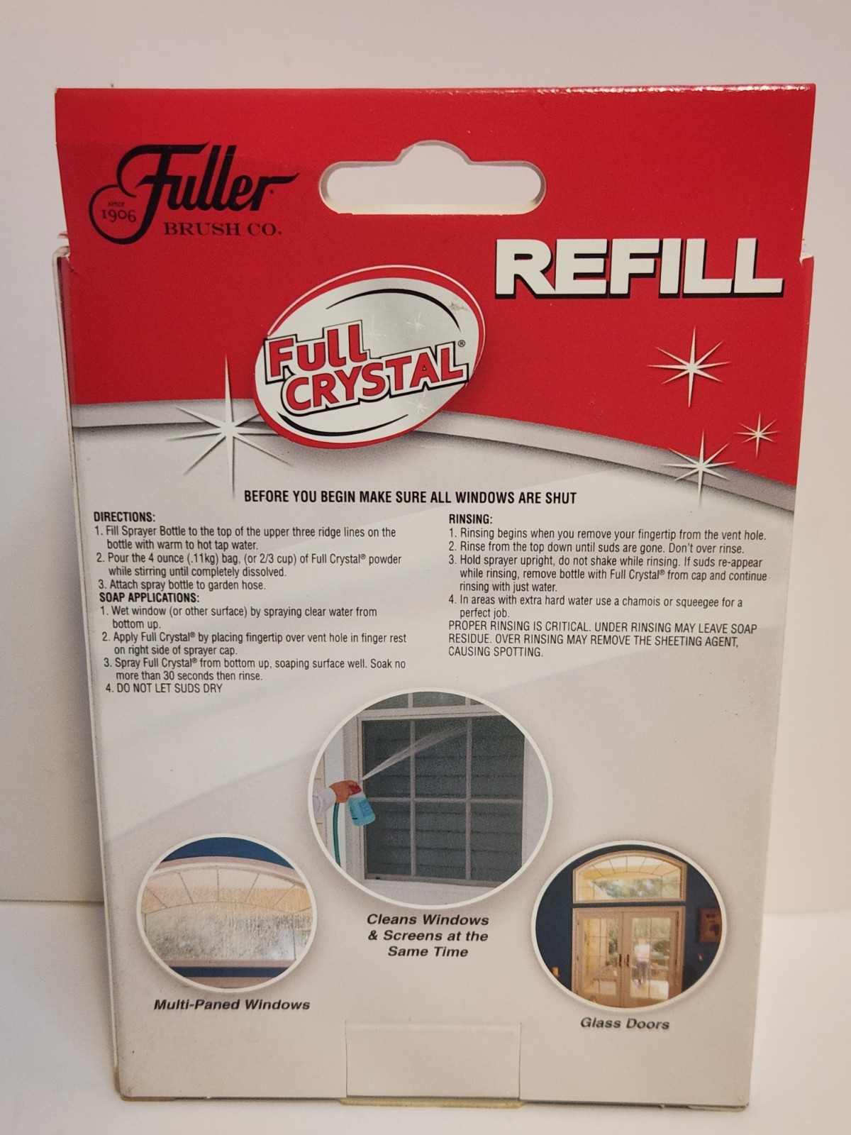 Fuller Brush Company Full Crystal Window Screens & Glass Cleaner 8 Ounces REFILL