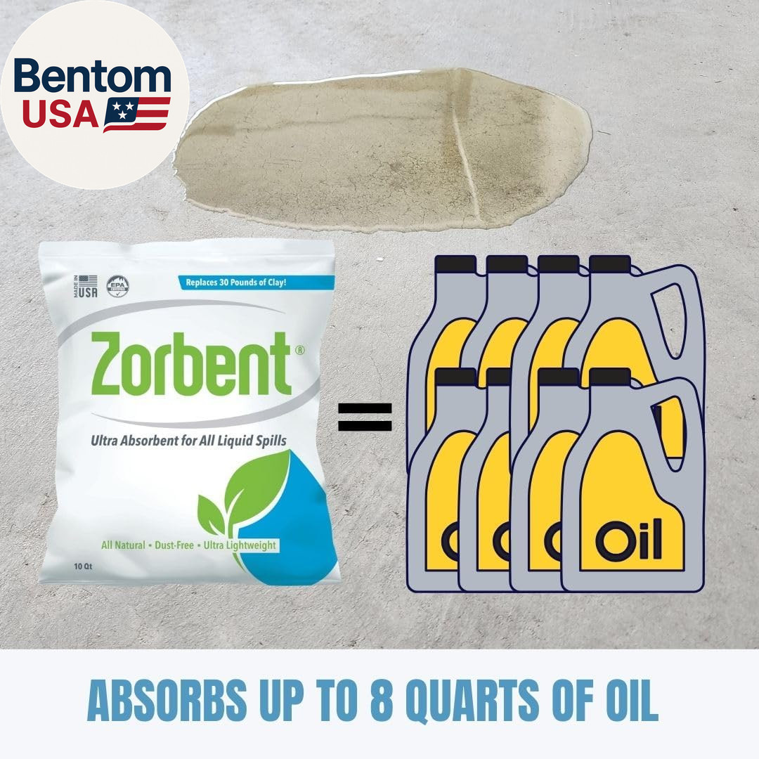Liquid Spill Cleanup 10 Quart Bag | 16X More Absorbent for Grease, Oil, Blood –