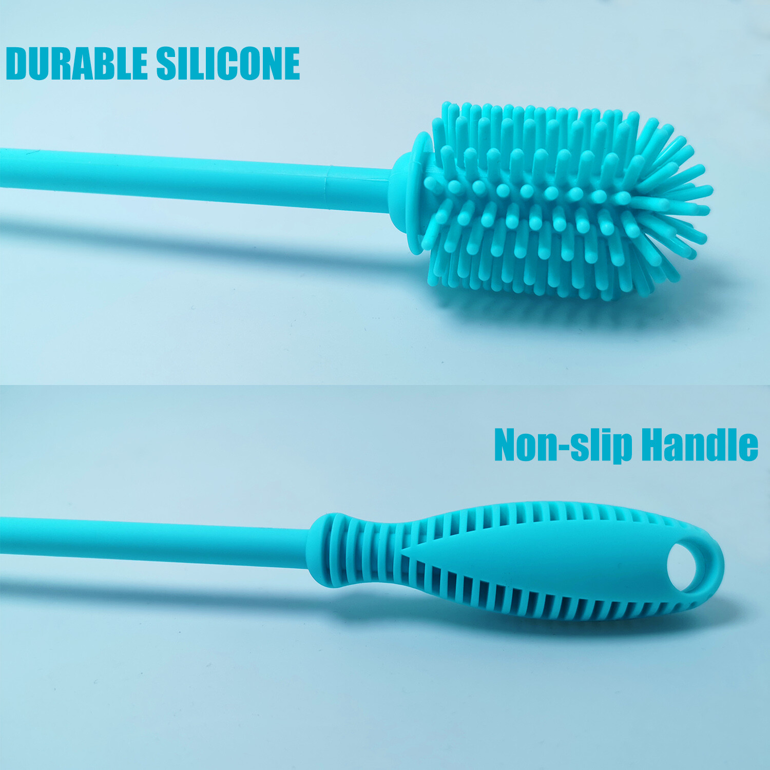 2 Pack Silicone Bottle Brush Cleaner Lab Cleaning Brush for Baby Bottles Blue