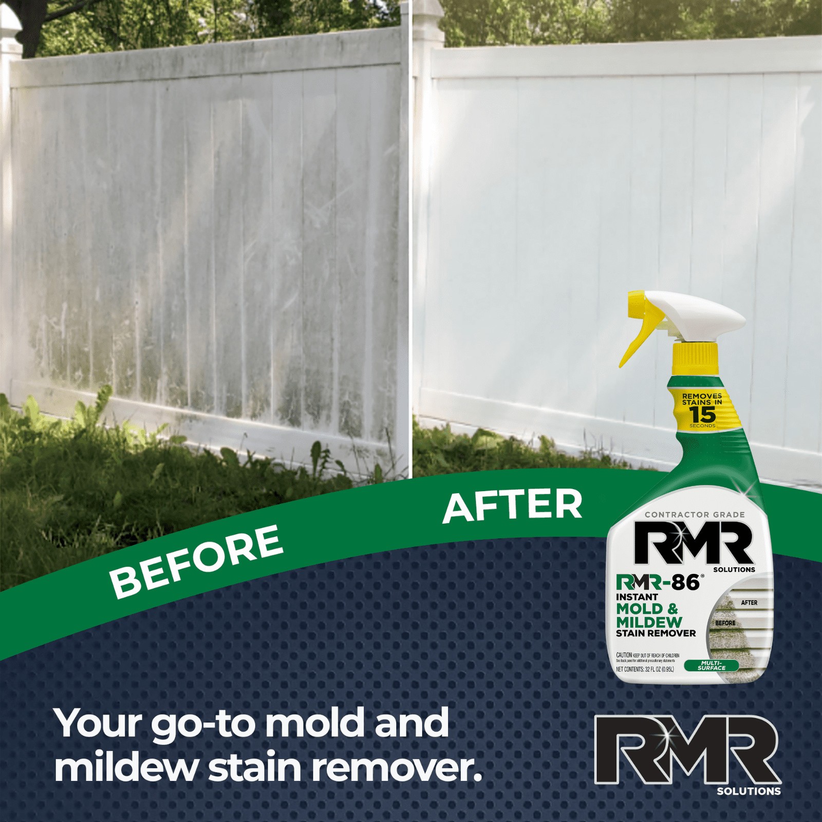 Mold & Mildew Stain Remover by RMR-86 32 fl oz – Contractor Grade Instant
