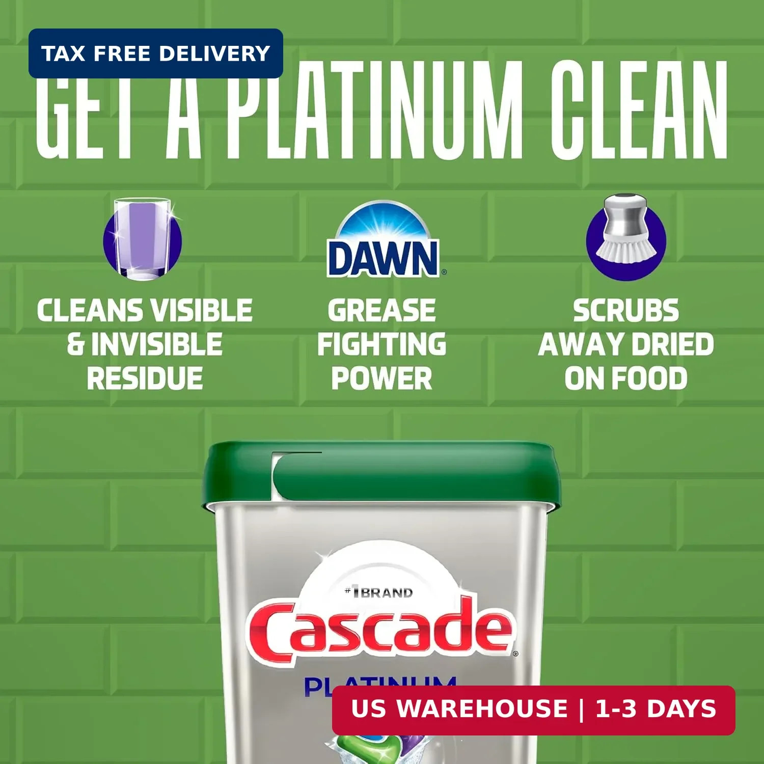 Cascade Platinum Dishwasher Pods, Dishwasher Detergent, Dish Detergent Soap, Fre