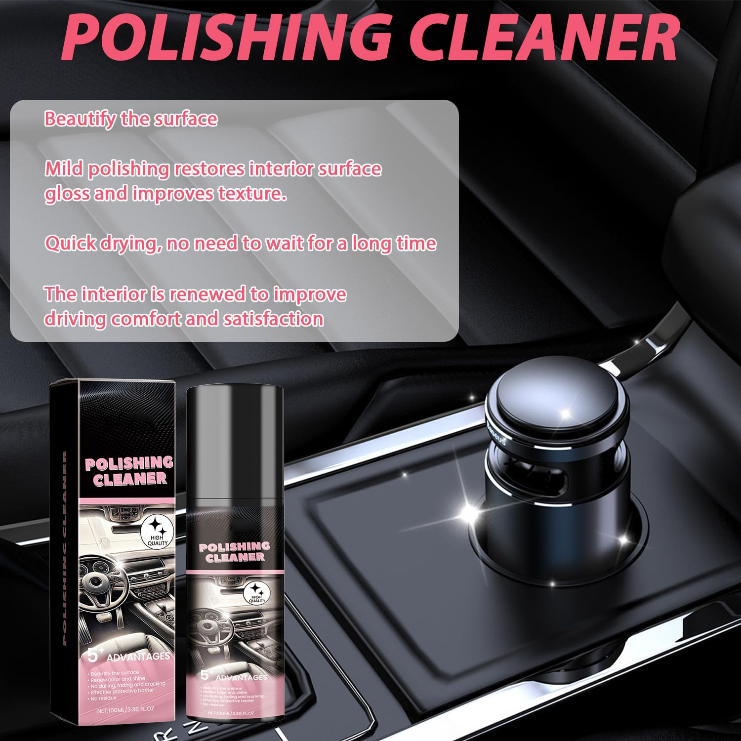 Car Interior Detail Polishing Cleaner, Multi-Purpose Car Cleaner 100Ml (2PCS) –