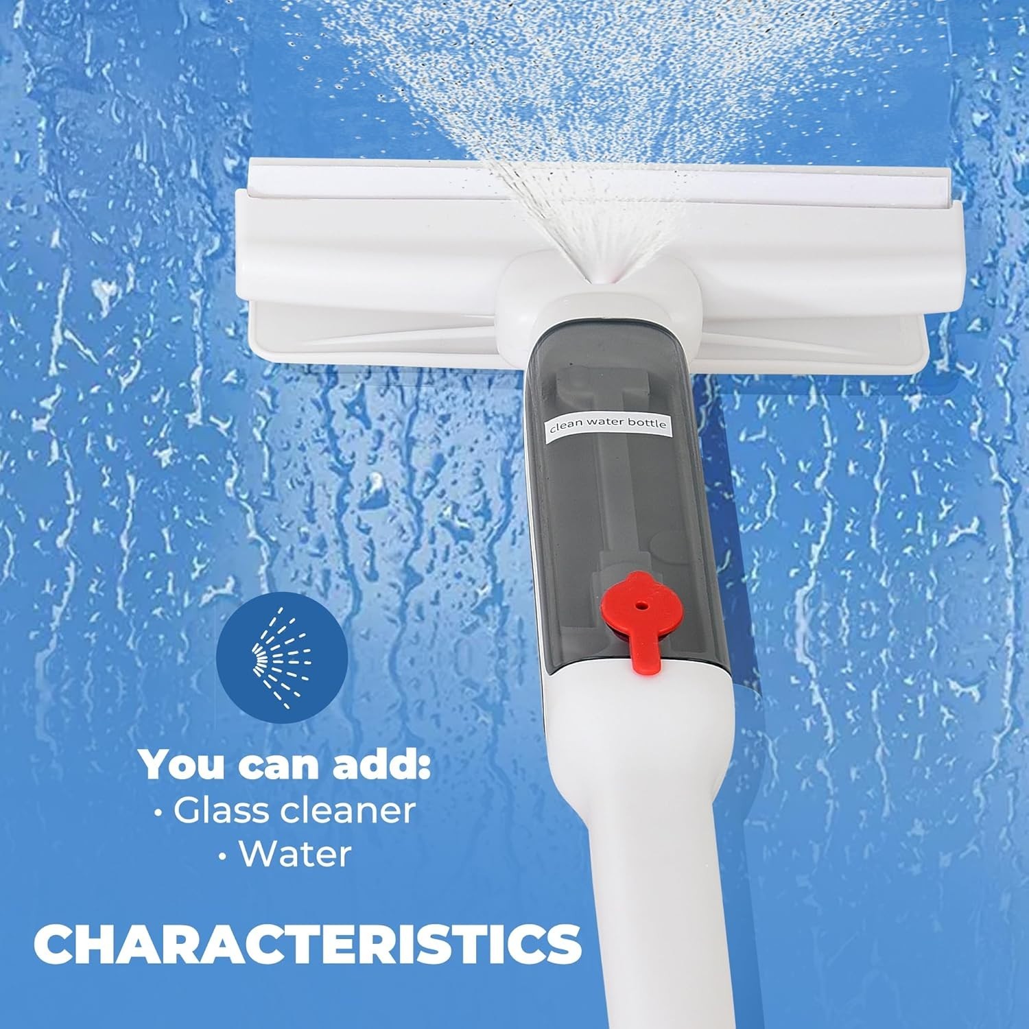 Window Cleaner with Front and Rear Cleaners + Expandable Sprayer – Window Vacuum