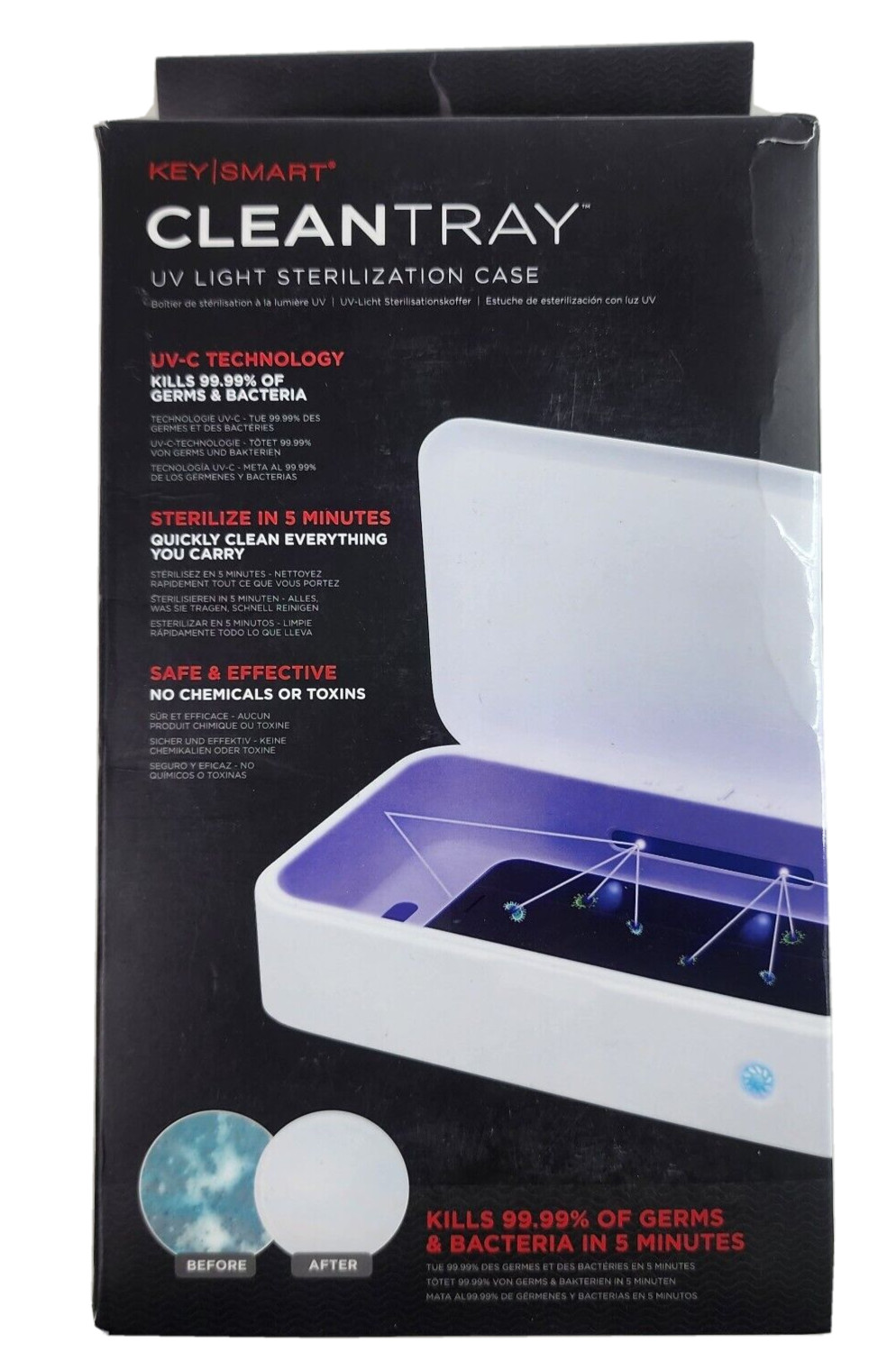 NEW KeySmart CleanTray UV Sterilization Case White with Aromatherapy