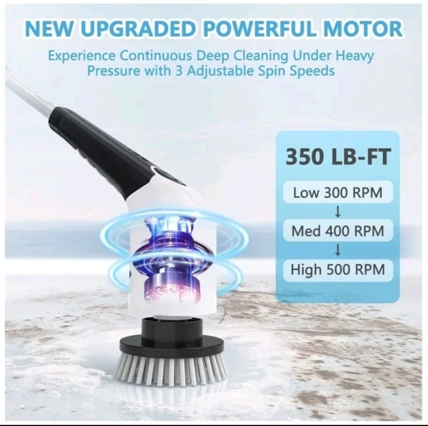 Cordless Electric Spin Scrubber 8-in-1 Rechargeable Bathroom Cleaning Brush Kit