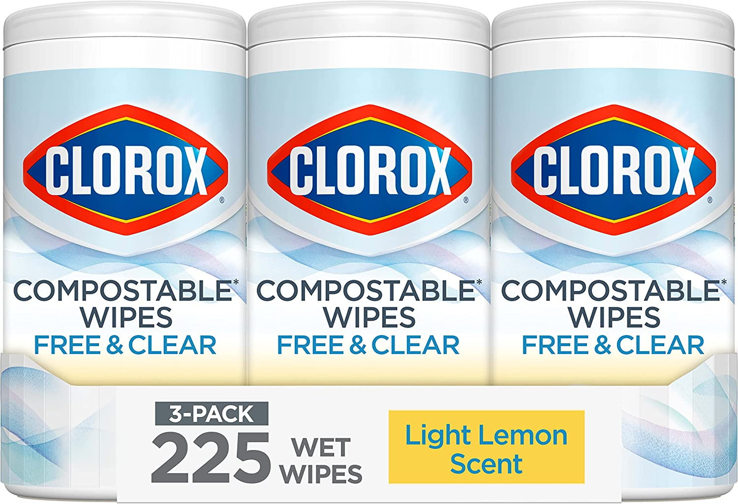 Free & Clear Cleaning Wipes, Light Lemon Scent, 75 Count, Pack of 3 (Pack May…