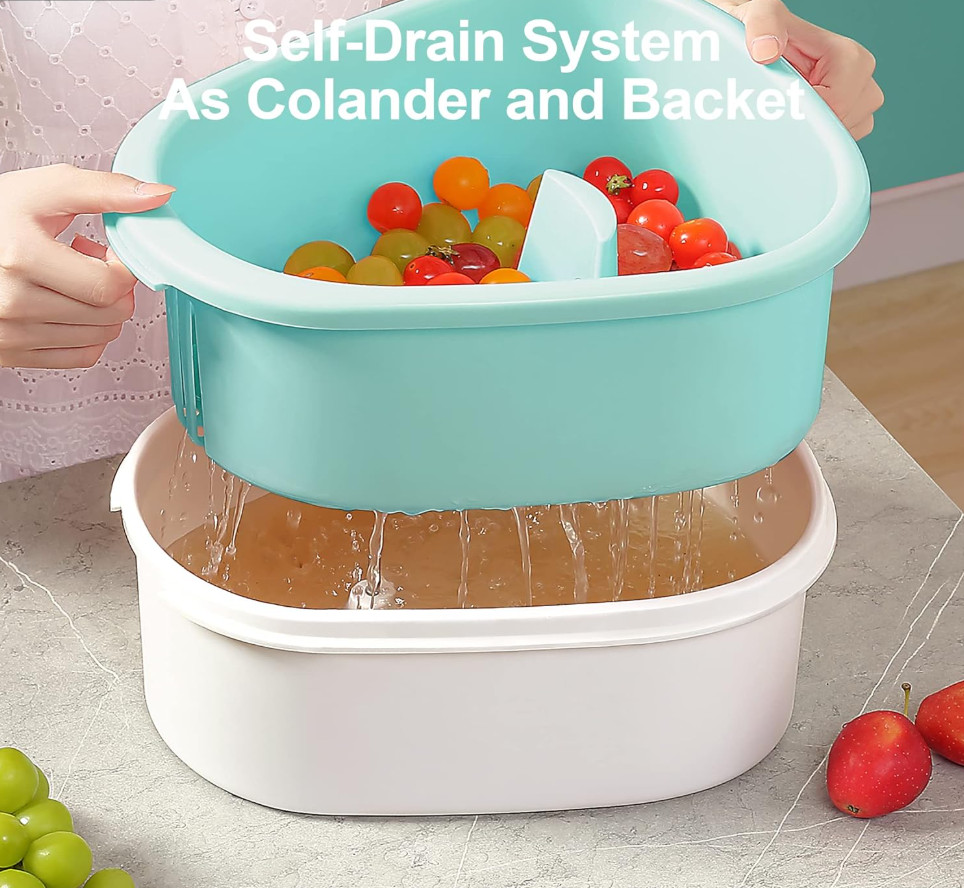 Fruit Cleaner Spinner Large Fruit Vegetable Washer Bowl Scrubber Basket Pro