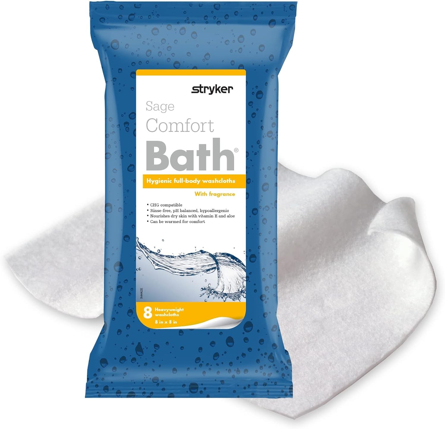 Stryker – Sage Comfort Bath Cleansing Washcloths – 6 Packages, 48 Cloths – Fre