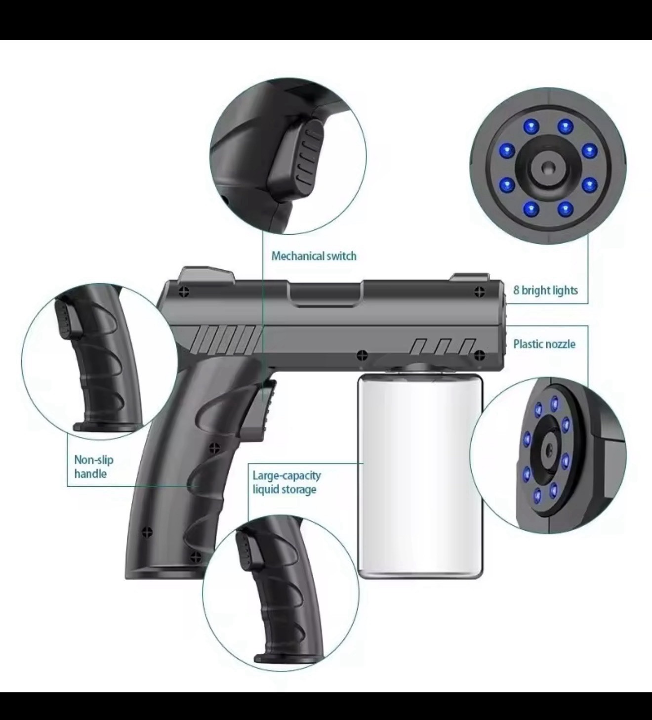 BARBER’S Spray Gun, LED BLUE LIGHT, WATER/ ALCOHOL BOTTLE SPRAY