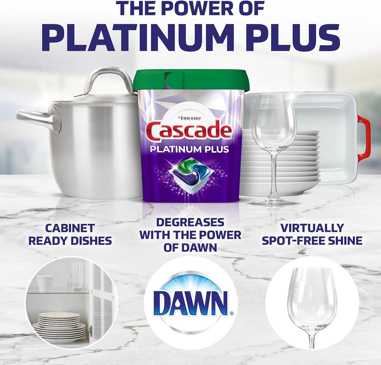 Cascade Platinum Plus Dishwasher Pod, Dish Detergent, Dish Pods, Fresh 52 Count