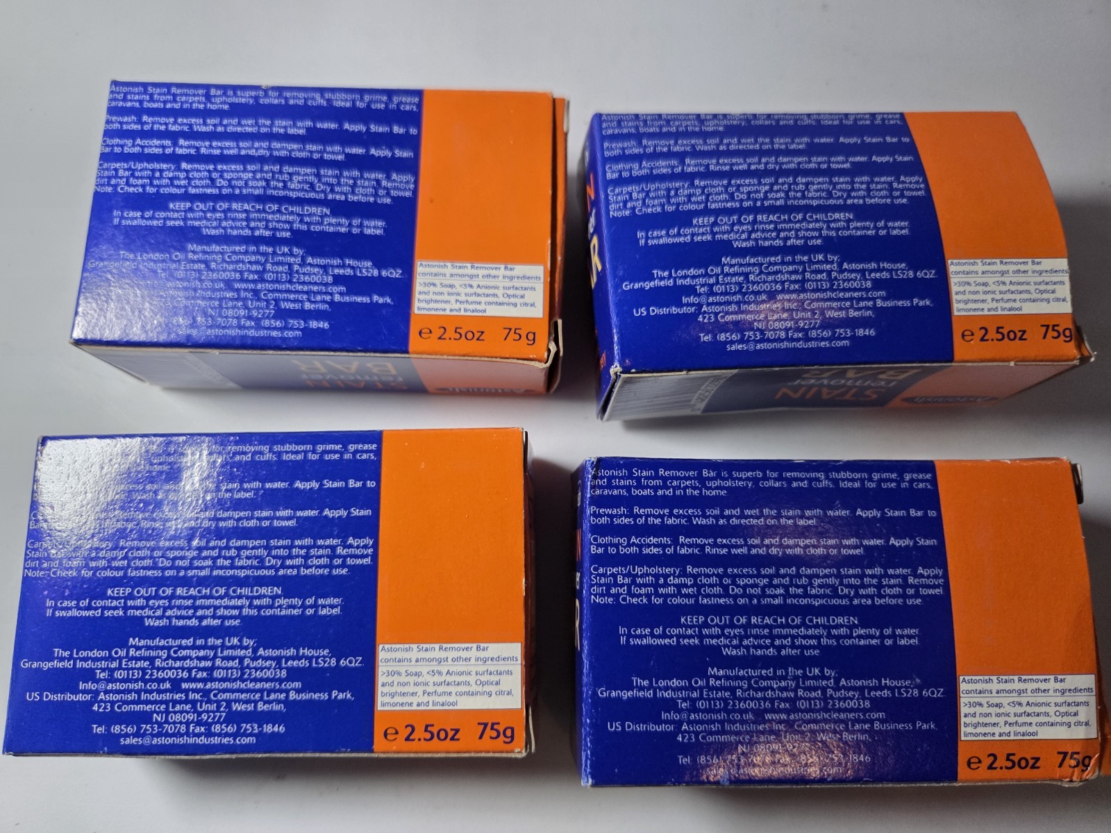 4-Pack Astonish Stain Remover Bar Clothes Carpet Laundry Pre-Wash 2.5oz 75g