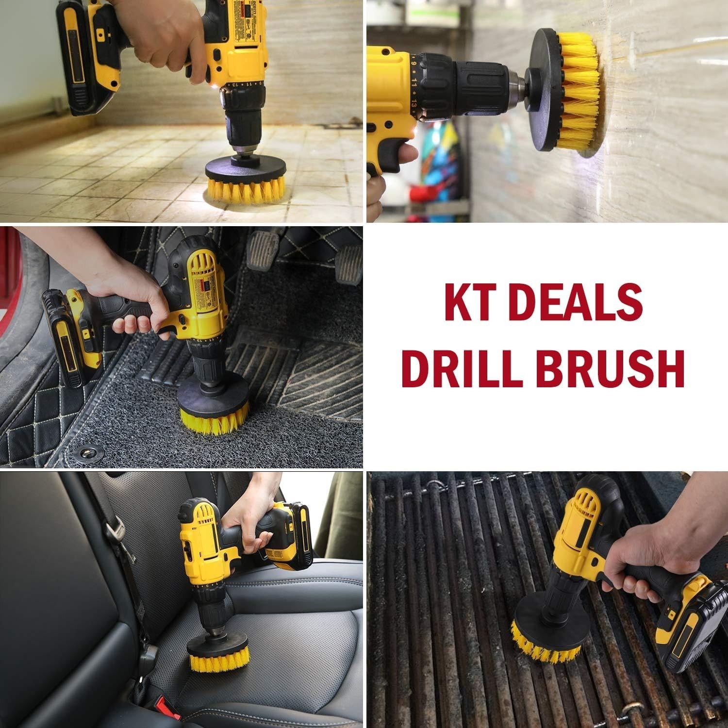 Drill Brush Car Detailing Attachment Set – 3 Piece Power Scrubber Brush Kit f…