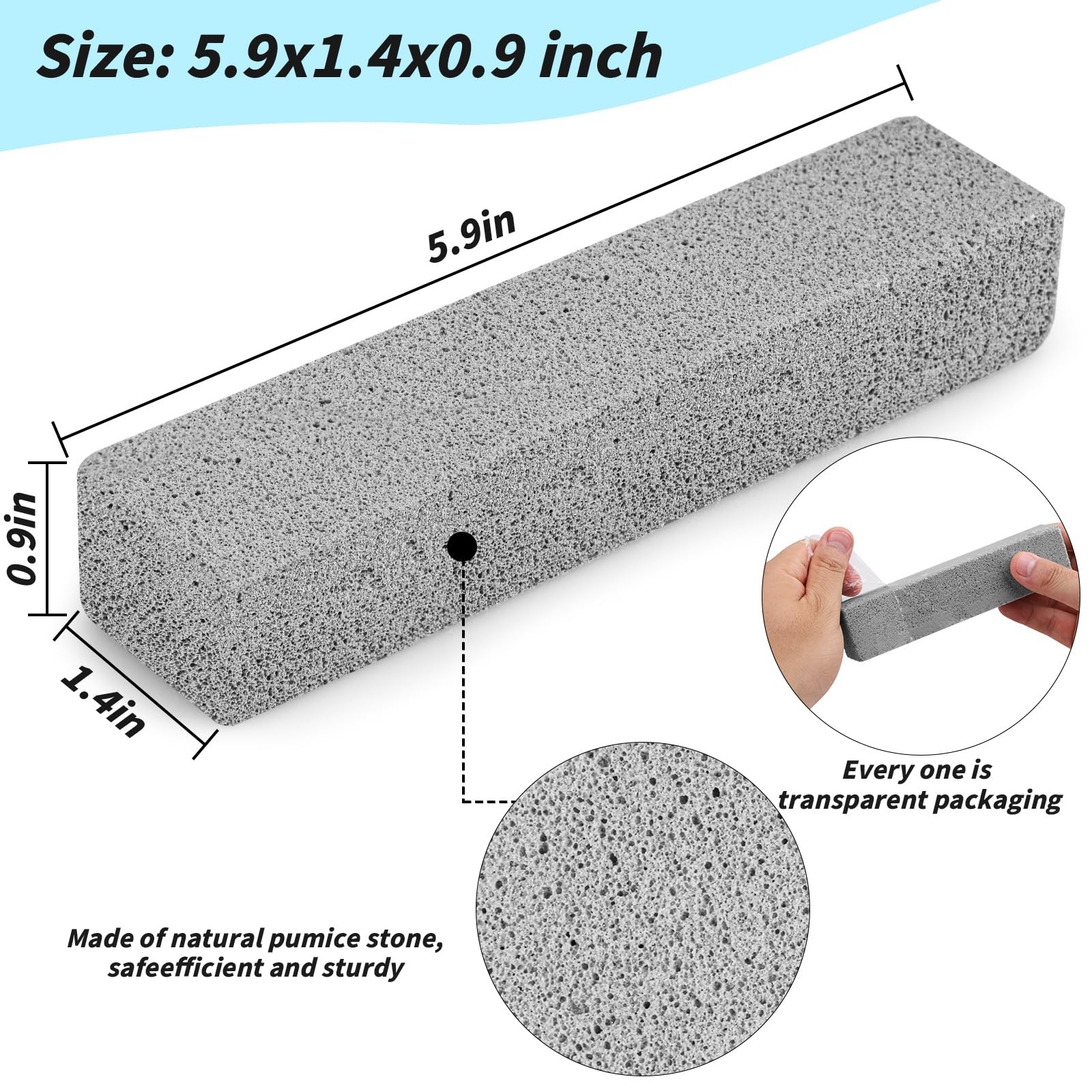 Pumice Stones Grey Bulk Pack 90 Pack 5.9 x 1.4 x 0.9 Inch Toilet Cleaner