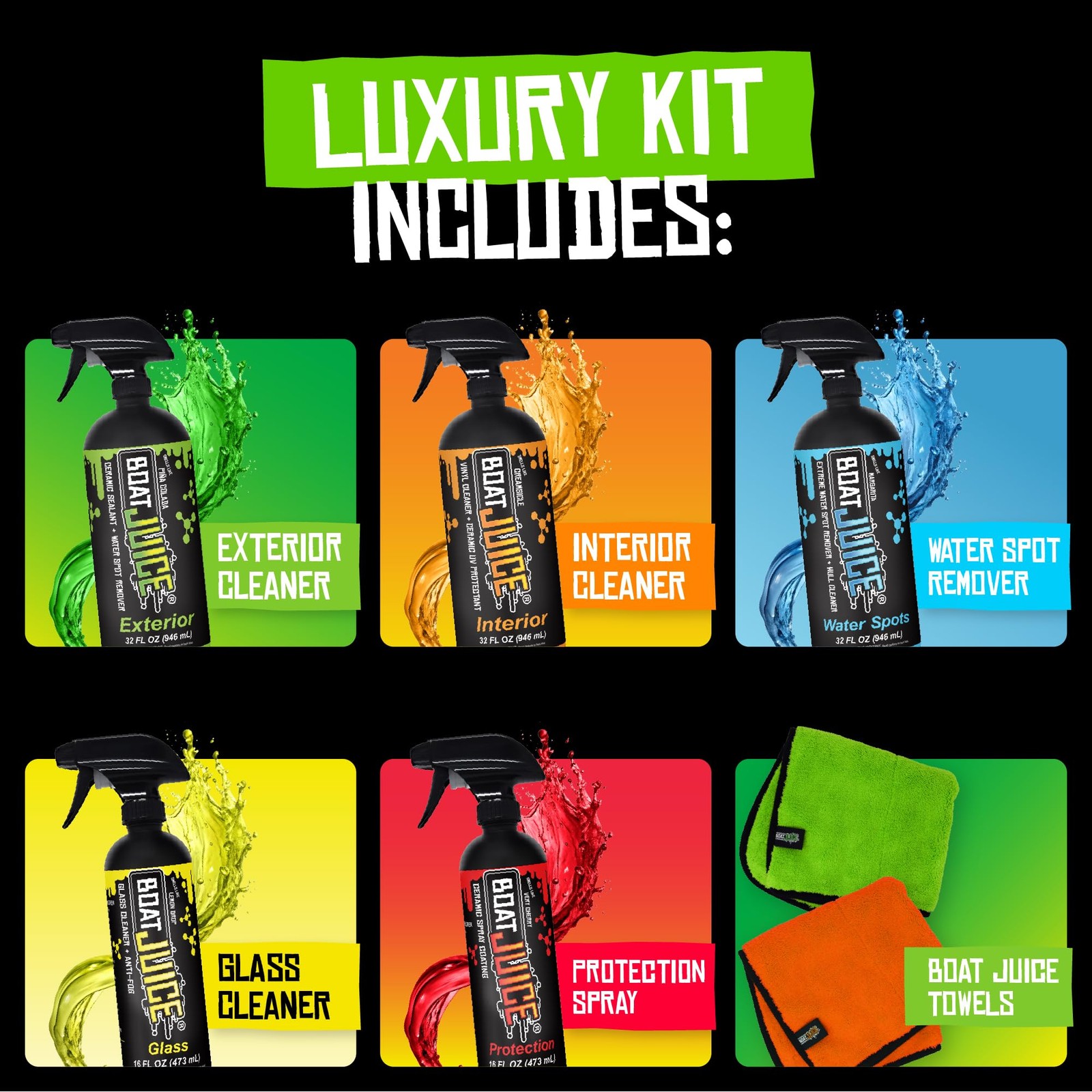 Boat Juice Luxury Boat Cleaning Kit | Interior Vinyl Seat Cleaner, Exterior C…
