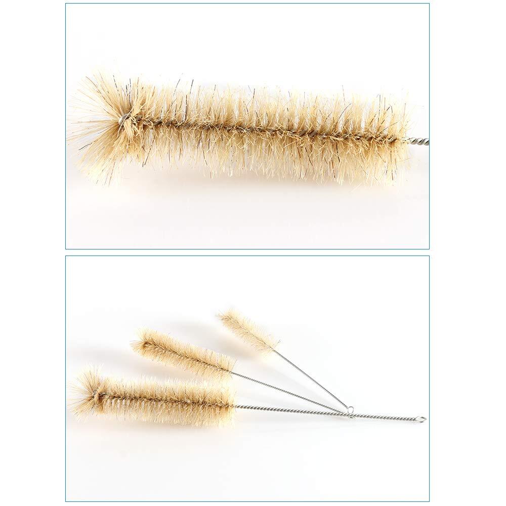 10 Pcs Tube Bottle Wash Cleaning Brush, Tan Bristles Radial Tip for Lab Set