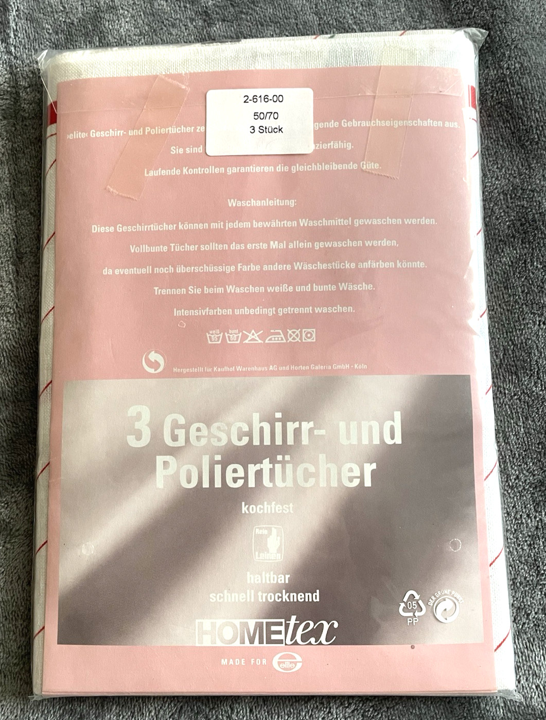 3 Pack Hometex Dish or Polishing Cloths Reusable White Red Black Made in Germany
