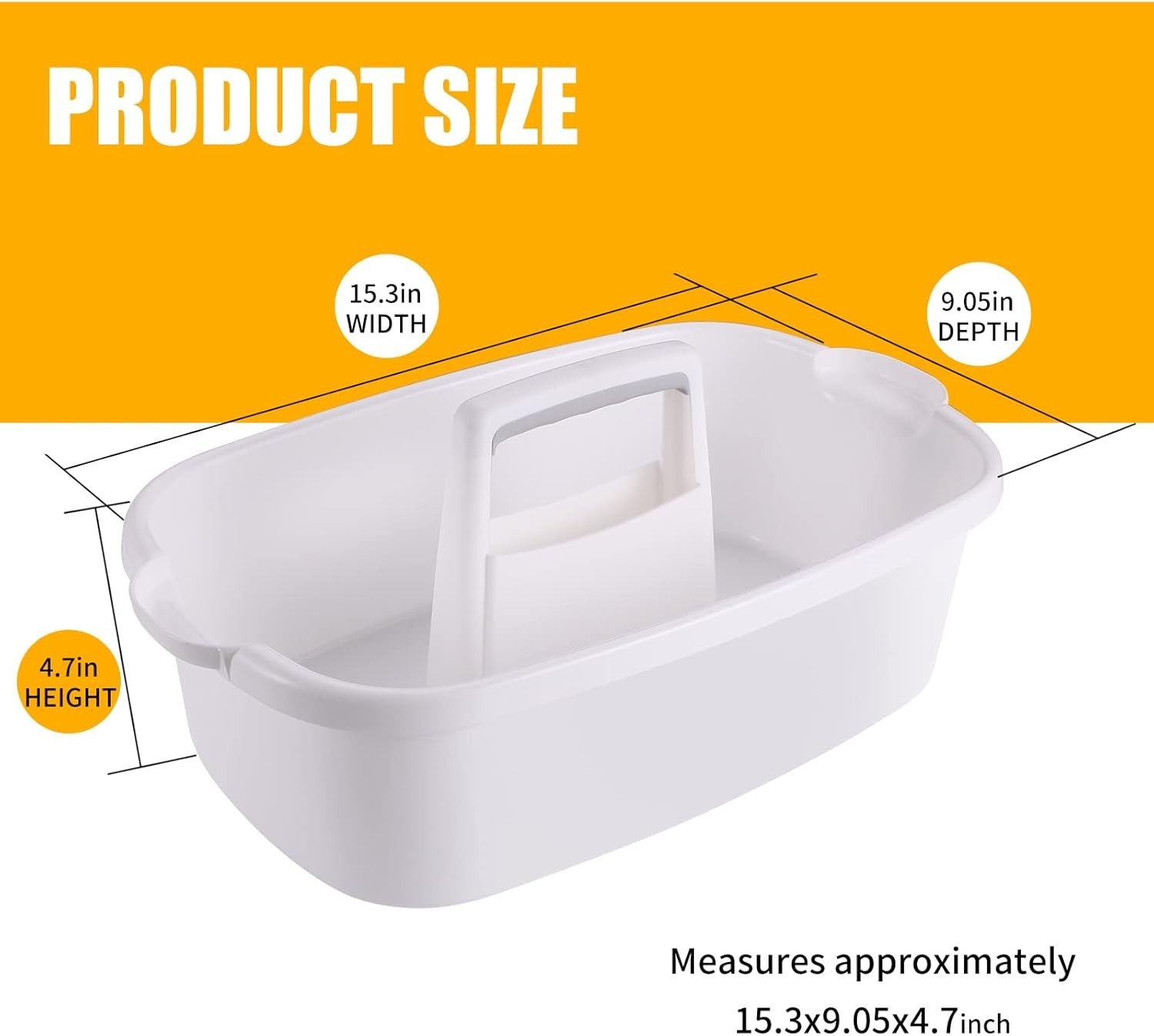 Spacious 2-Pack White Cleaning Supply Caddy with Handle for Home Organization
