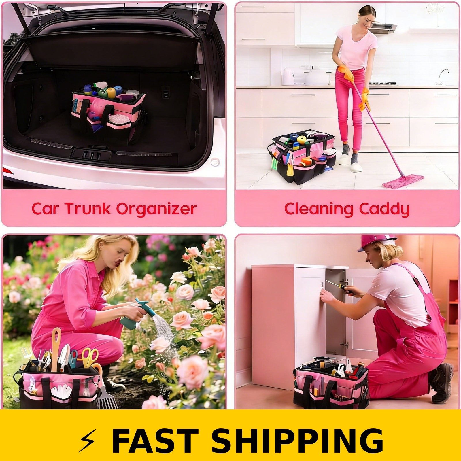 LANGSONGHONG Large Cleaning Caddy Bag with Multi Pockets