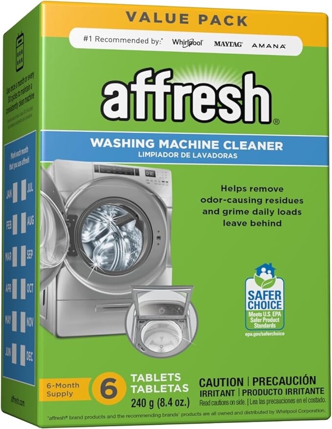 Affresh Washing Machine Cleaner, For Whirlpool, Maytag & Amana, – 6 Tablets