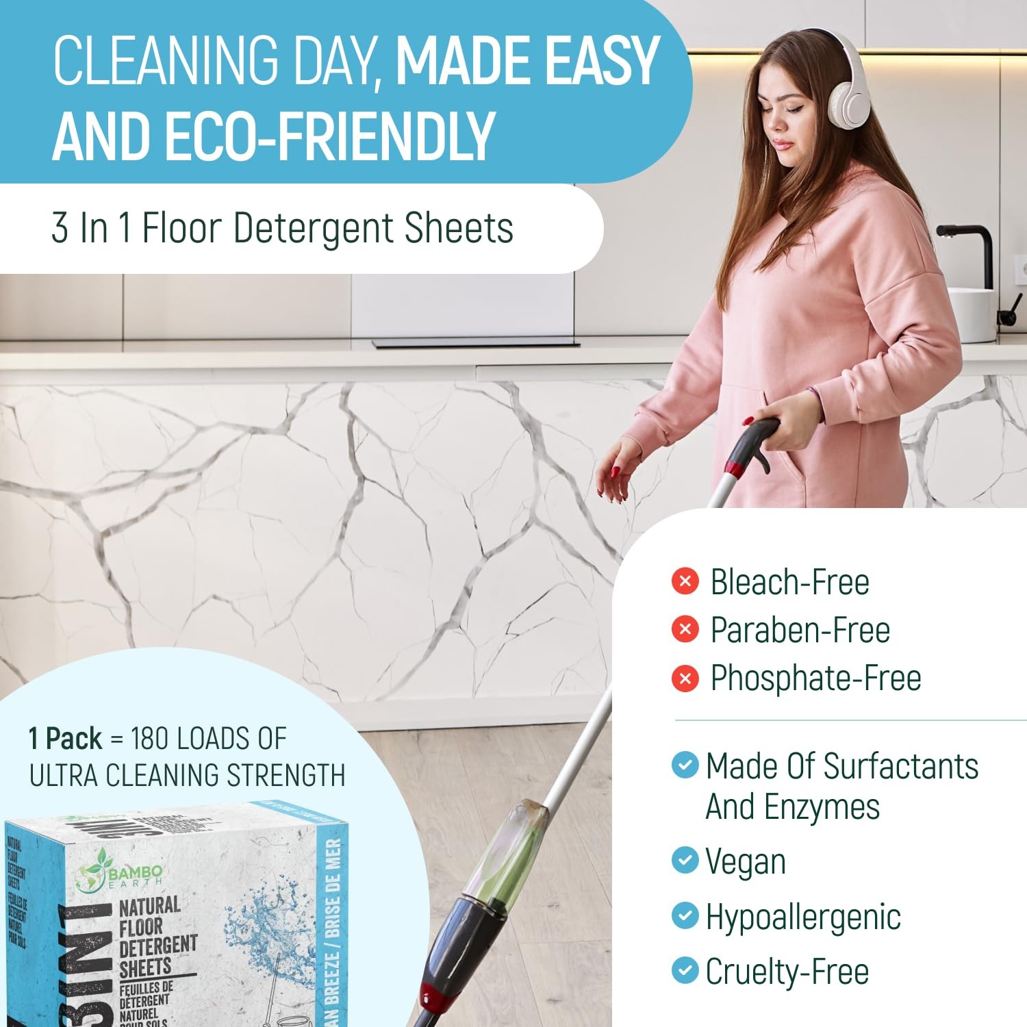 30 Pcs All Natural Floor Cleaner Sheets – Biodegradable And Dissolvable Multi…