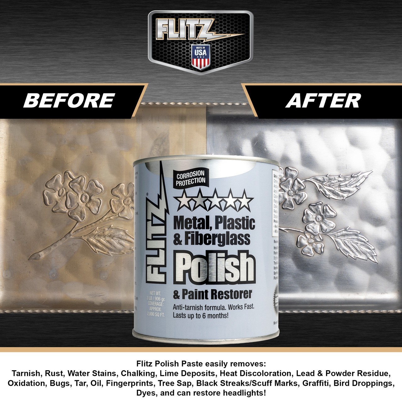 3 PACK Flitz Metal Polish Paste 5.29oz – Cleaner for Metal, Plastic & Fiberglass