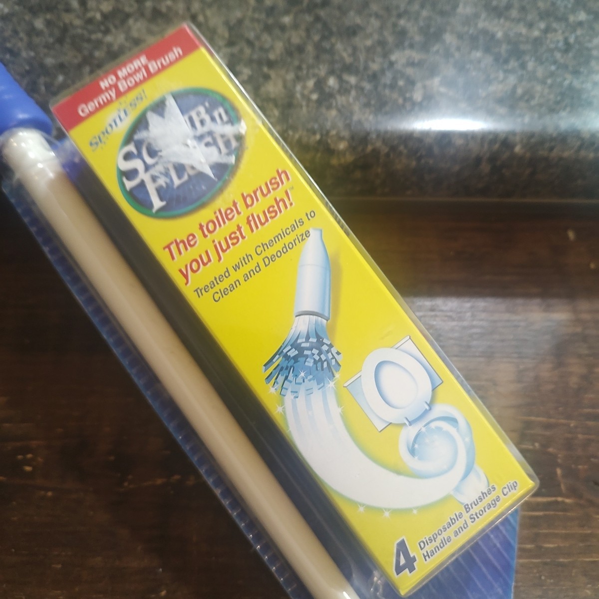 Scrub N Flush Toilet Bowl Brush and Holder with Cleaner Refill Spotless Txt Prod