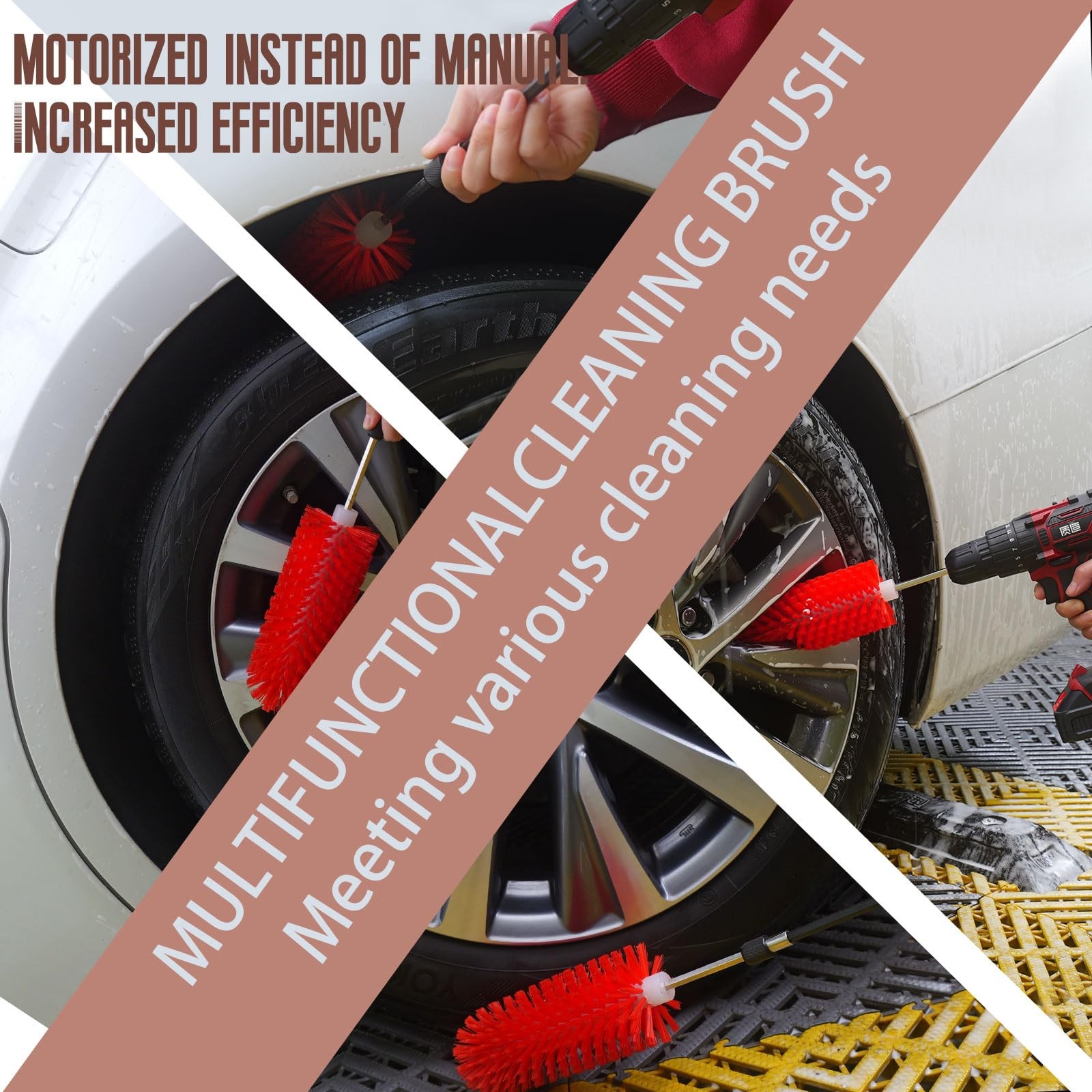 Wheel Brush Soft Drill Cleaner Highly Dense Rim Wheels Rims Engines Exhaust