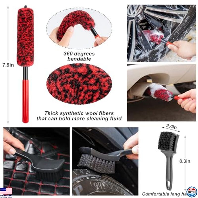16Pcs Car Wash Kit Foam Gun Brushes Towels Interior Exterior Detailing Set