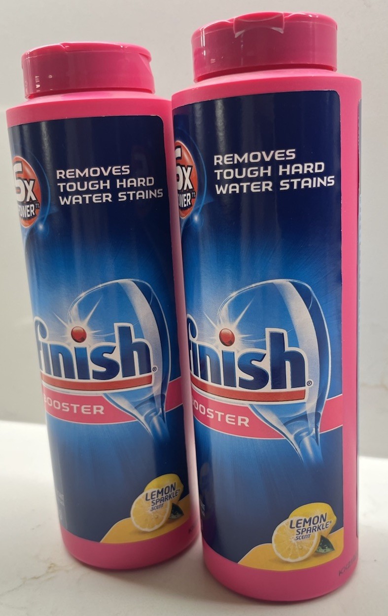 2 X Finish Booster Hard Water Powder Hard Water Lemon Sparkle Sealed 14 oz. Each