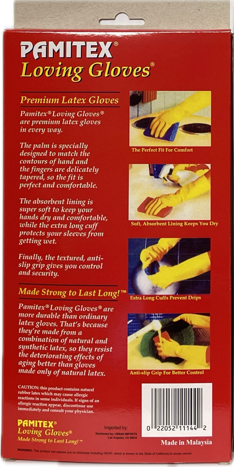 Yellow Latex Household Cleaning Dishwashing Gloves – 1 Pair (2 Gloves) – Medium