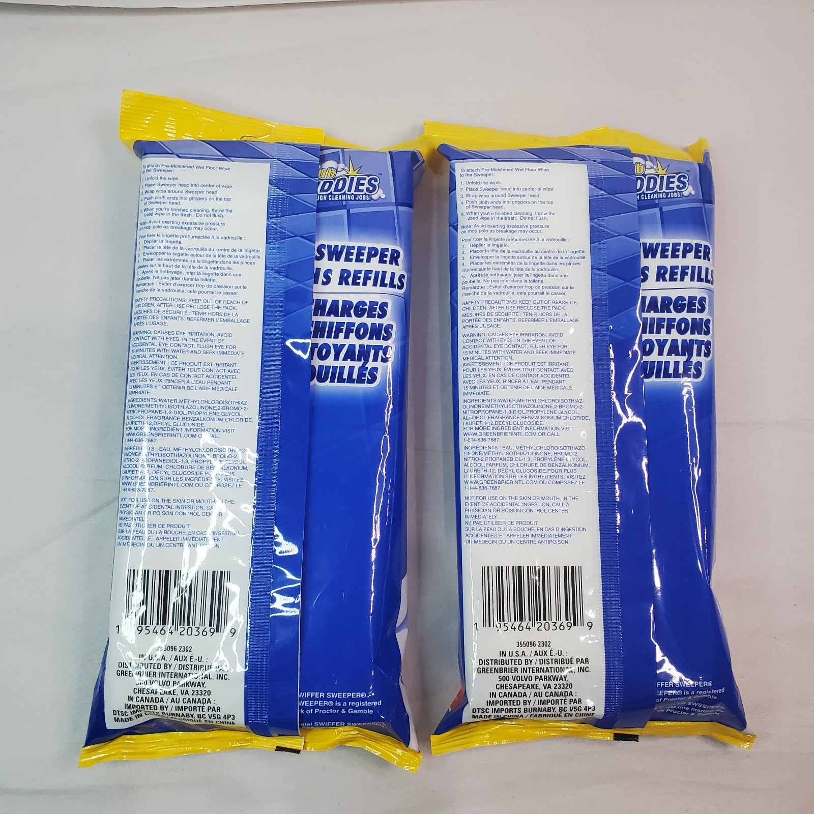 2 Pack SCRUB BUDDIES Wet Sweeper Refill Cloths Fit Swiffer 8″x11.5″ (40 Cloths)