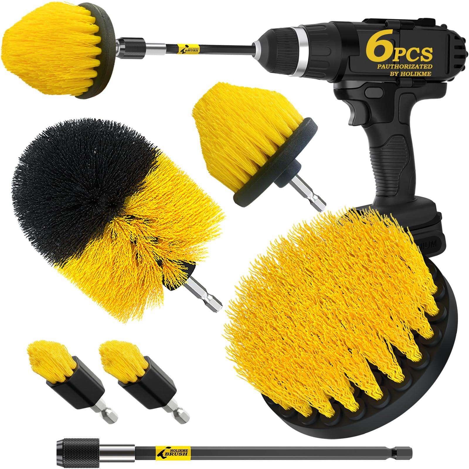 Holikme 6Pack Drill Brush ，Extended Long Attachment Set All Purpose for Crevi…