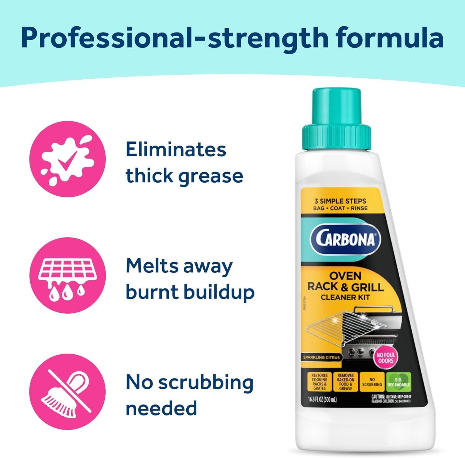 Complete No-Scrub Oven & Grill Cleaner Kit – Includes Bag & Gloves, 16.8 Fl Oz