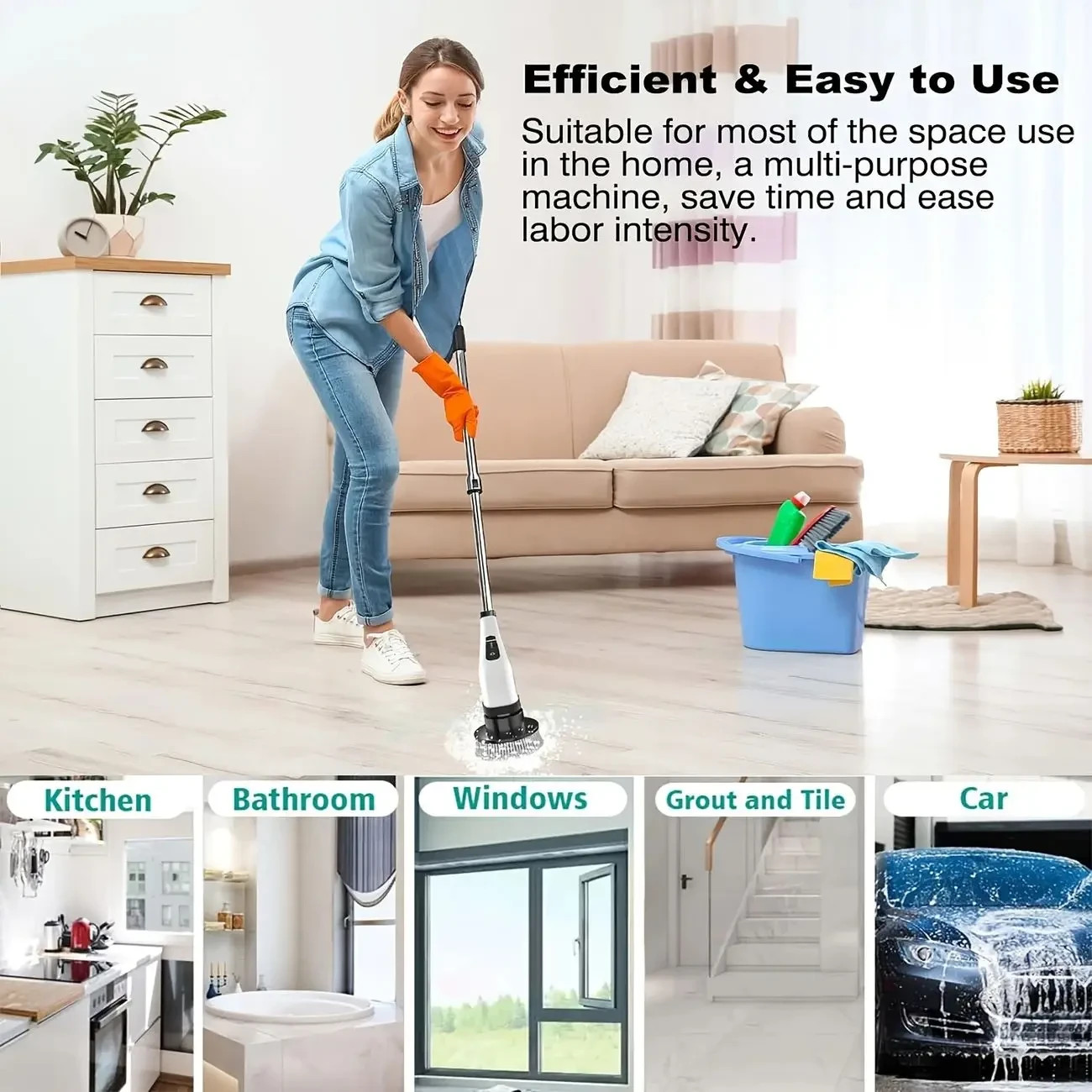 9 in 1 Electric Cleaning Brush Rotating Scrubber Bathroom Floor Tile Cleaner