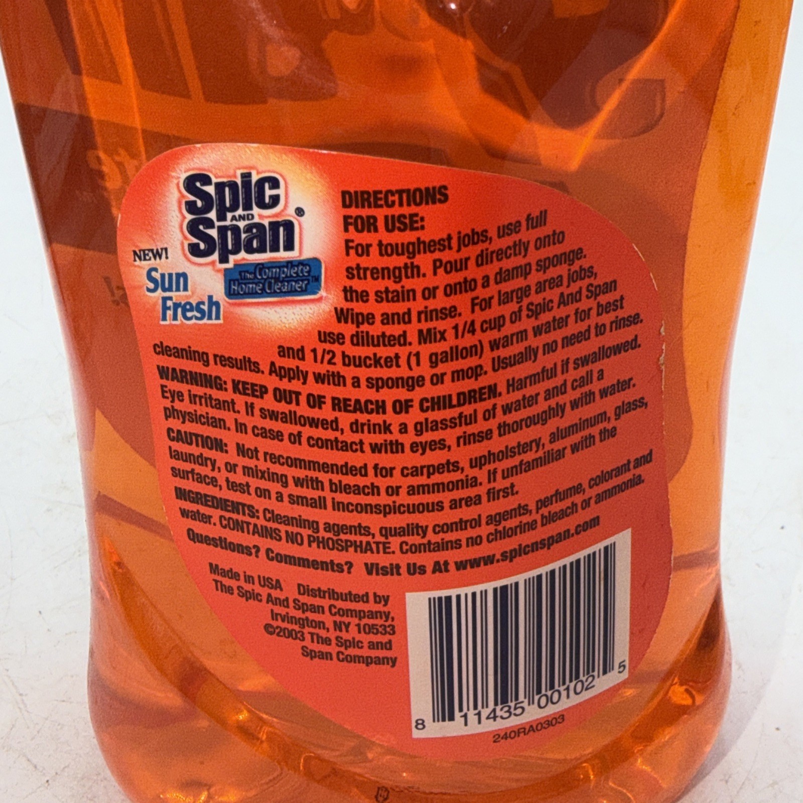 Spic and Span Multi-Surface Cleaner Sun Fresh Scent 40 fl oz 80% Vintage 2003
