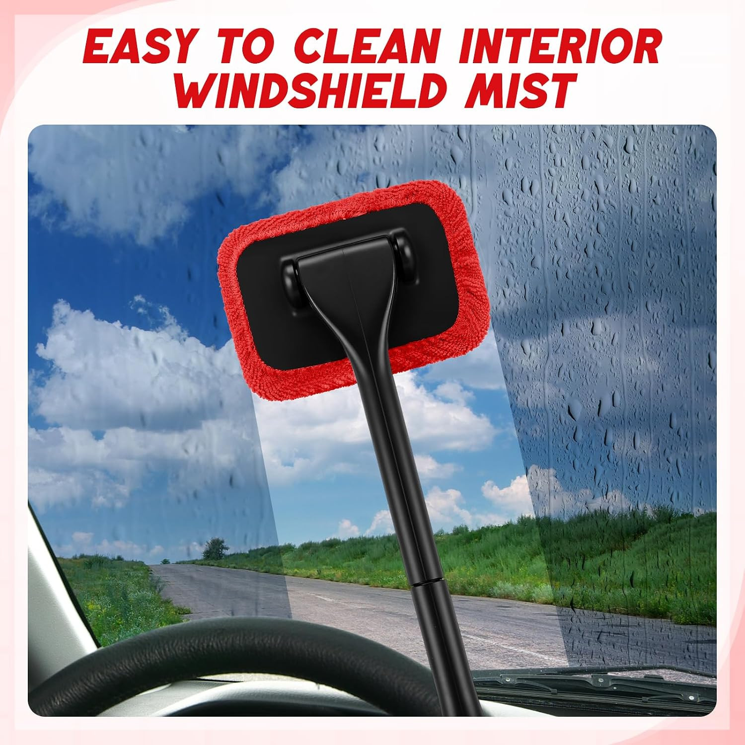 8 Pcs Car Windshield Cleaner Tool Kit with Removable Handle, Microfiber Towel Pa