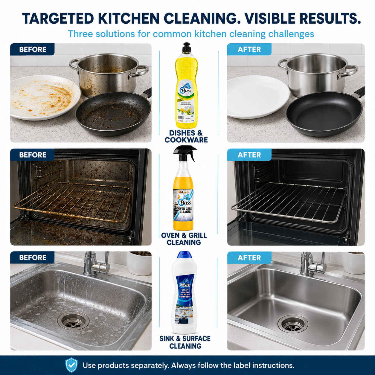 Mr Dass Kitchen Cleaning Bundle Dishwashing Oven Grill & Cream Cleaner 3pc