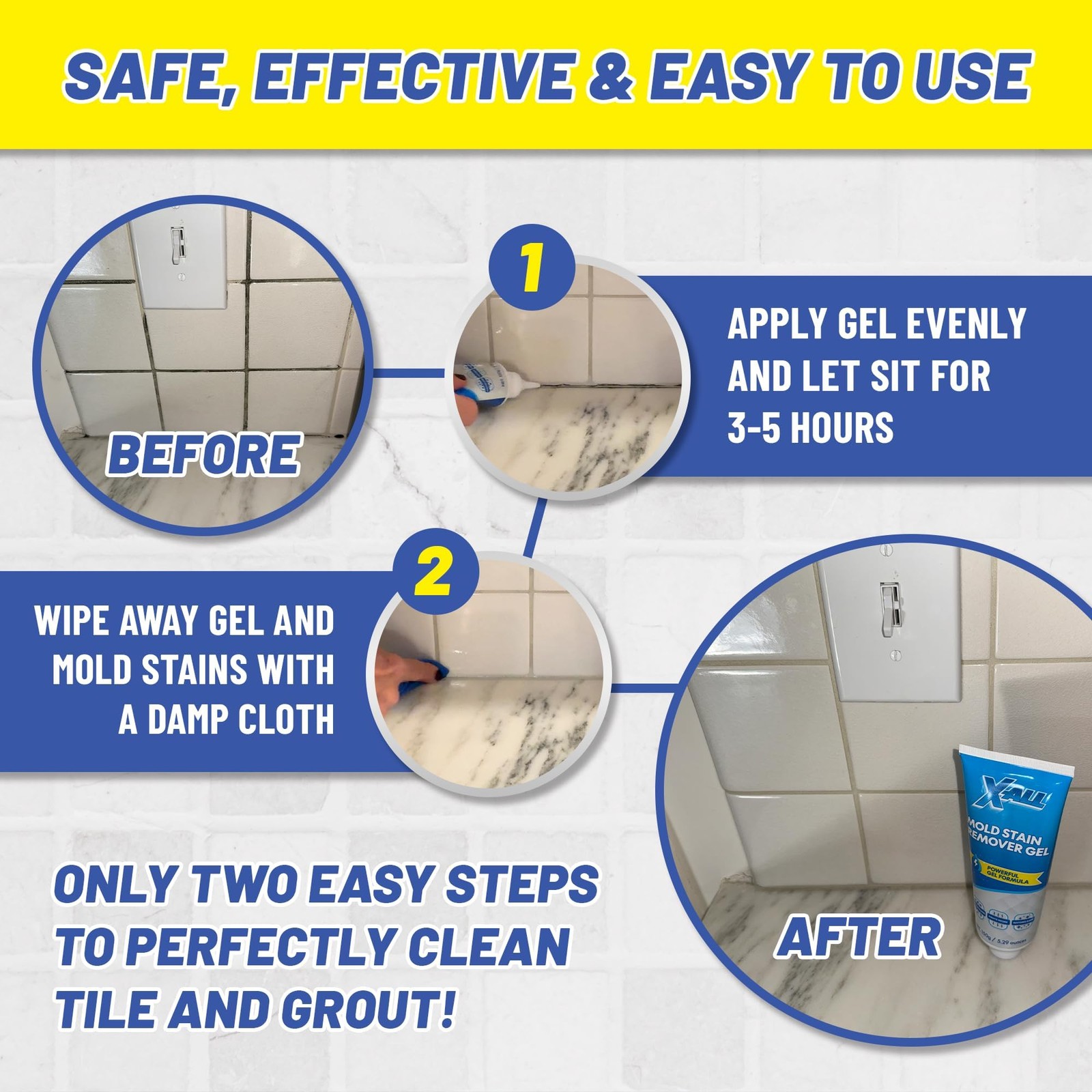 Mold Stain Remover – Heavy Duty Cleaner for Bathroom Grout, Tile, Shower & Wa…