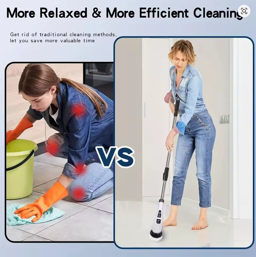 9 in 1 Electric Cleaning Brush Rotating Scrubber Bathroom Floor Tile Cleaner