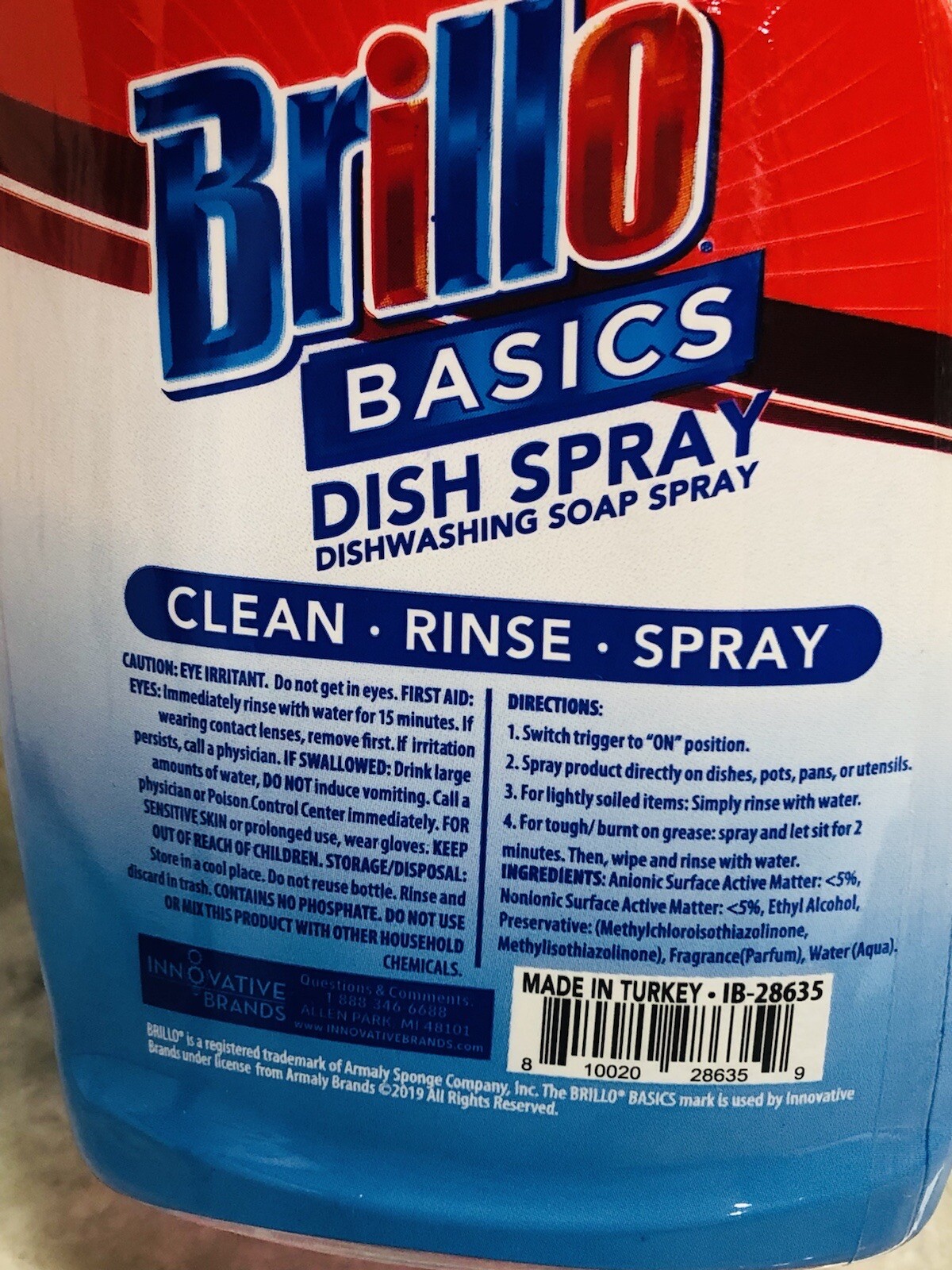 Brillo-Basics Fresh Scent 3x Action Dish/Diswashing Soap Spray. 10floz/295ml.