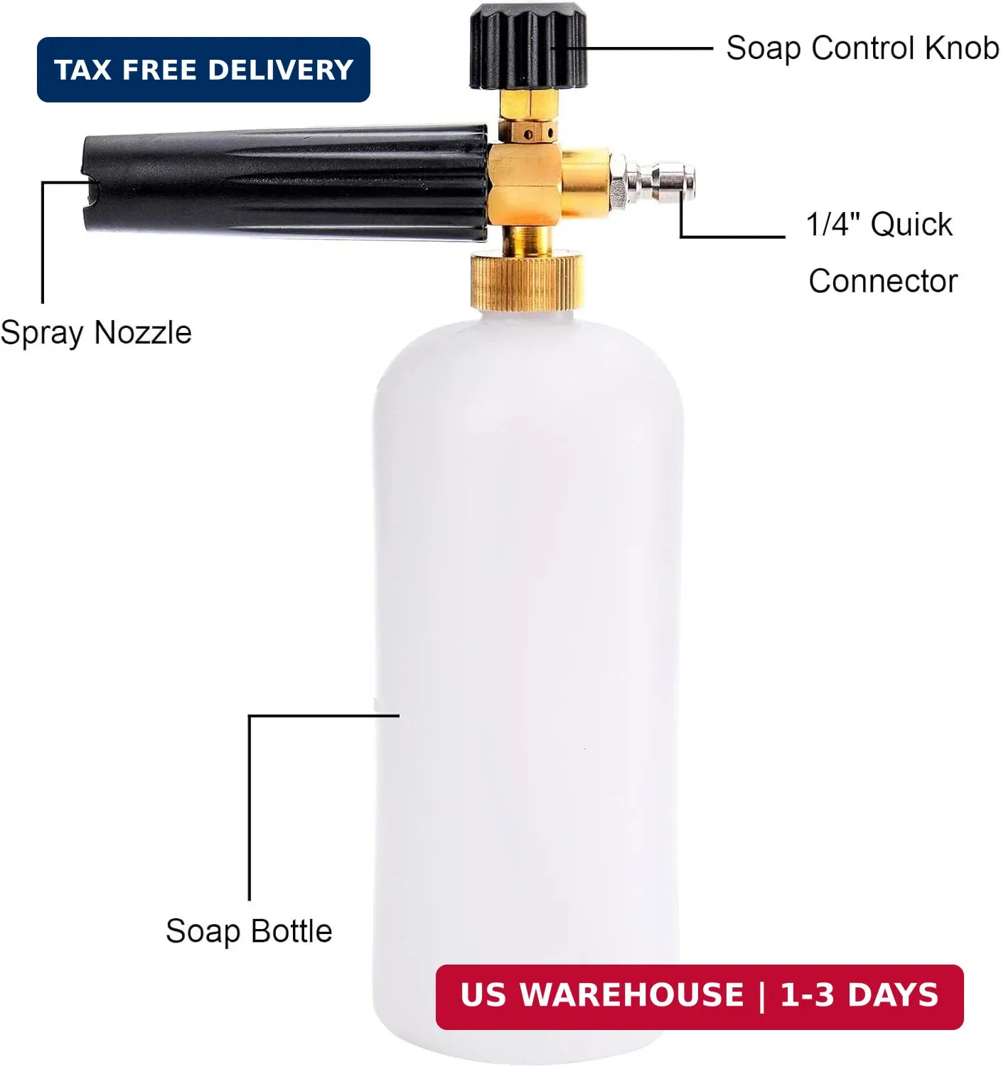Fasmov Foam Cannon, Car Wash Pressure Washer Jet Wash 1/4″ Quick Connector Adjus