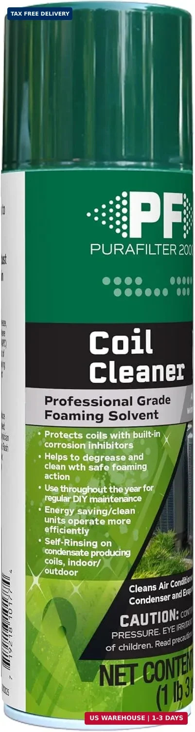 PURAFILTER 2000 Coil Cleaner Foaming Spray | Use on AC HVAC Condensers and Evapo