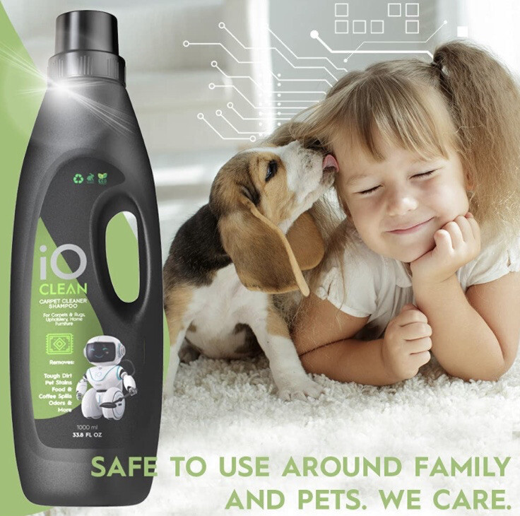 iO CLEAN Carpet Cleaner Shampoo 1000 ml/33.8oz Use Alone or in Machine Pet Safe