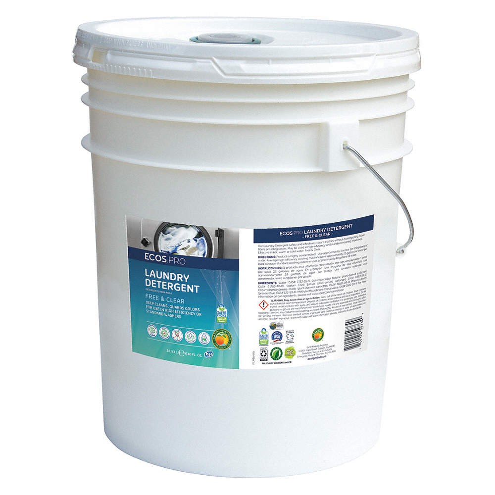 ECOS PRO PL9764/05 Laundry Detergent,Bucket,5 gal,Unscented 6VLC2