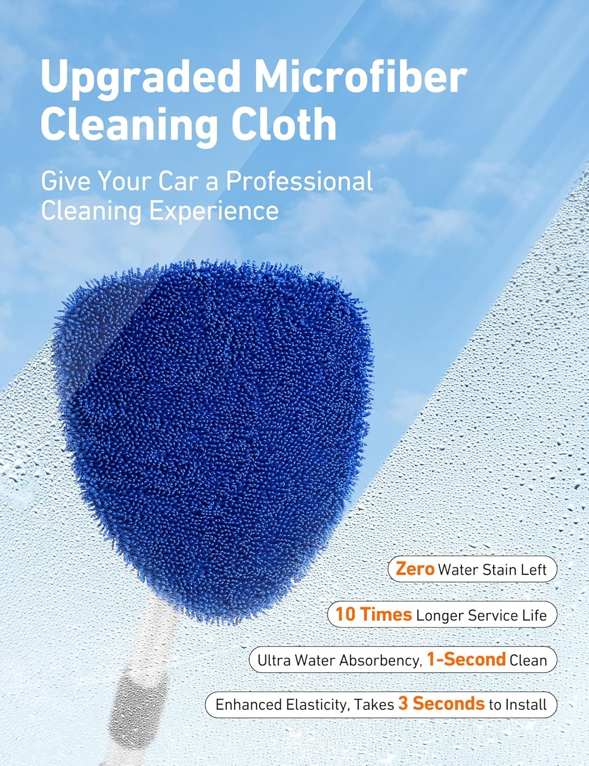 21″ Extendable Windshield Cleaner Tool with 4 Microfiber Pads Glass Cleaning Kit