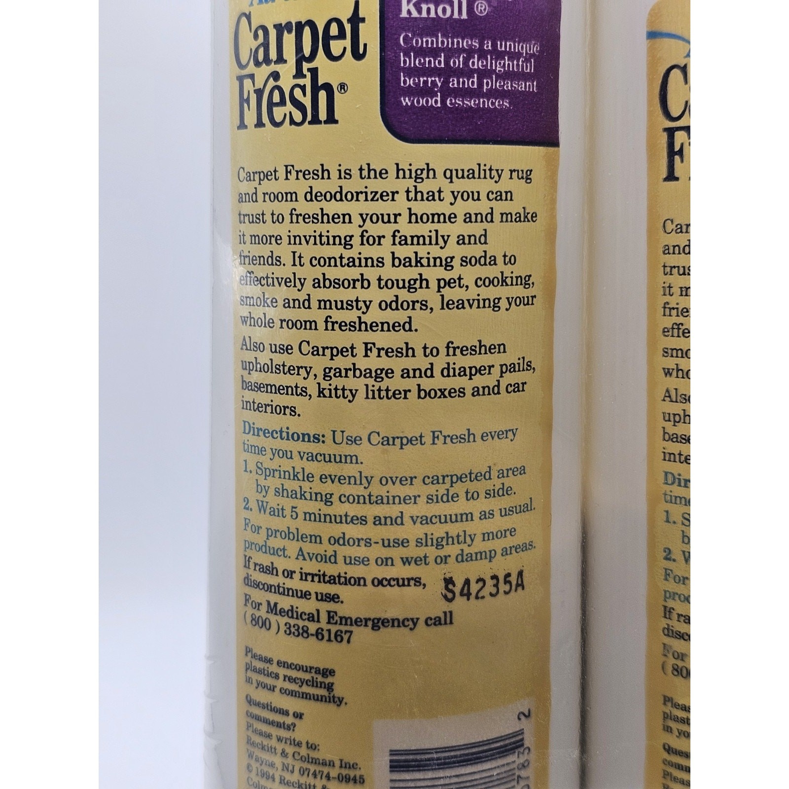 2 Pack Vintage 1994 Airwick Carpet Fresh Deodorizer Wildberry Knoll Sealed 26oz