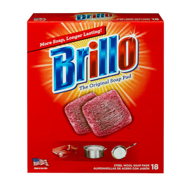 Brillo Steel Wool Soap Pads (18 Count) – Heavy Duty Scouring Pads for Pots, Pans